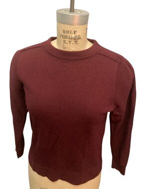 Talbots 💯% Merino Wool Burgundy Crewneck Sweater Size Medium